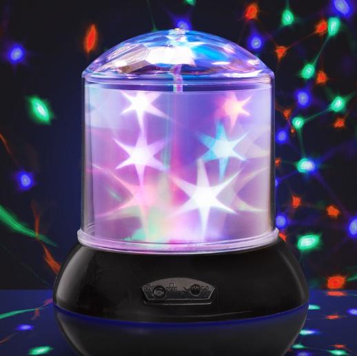 LED Starlight Projector, Pretty translucent stars shine from within this soothing mood lamp whilst colourful projections fill your ceiling with a magical light display. Battery operated, the LED Starlight Projector can be placed anywhere in your home projecting mesmerising patterns that can be enjoyed for relaxation, soothing away the strains of the day. Ideal for use in kids rooms, the stars within the lamp dance and colour change as red, green and blue patterns of light project and rotate on your ceiling 