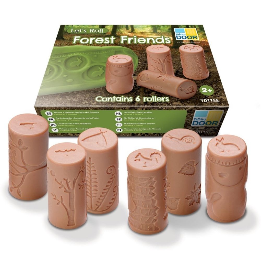 Let's Roll Forest Friends pk 6, Find out who is hiding deep within the forest! These ingenious Let's Roll Forest Friends rollers will enhance understanding of our natural world and will inspire children to ask questions and tell stories. Simply press and roll into play dough or clay and stamp with the creatures to make wonderful woodland scenes. Count the rabbits in the burrow, hide the squirrel in the tree trunk and help the spider weave its web, while developing fine motor control. Children can experiment