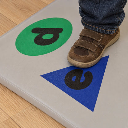 Letter and Shapes Play Mat — close-up stepping activity
