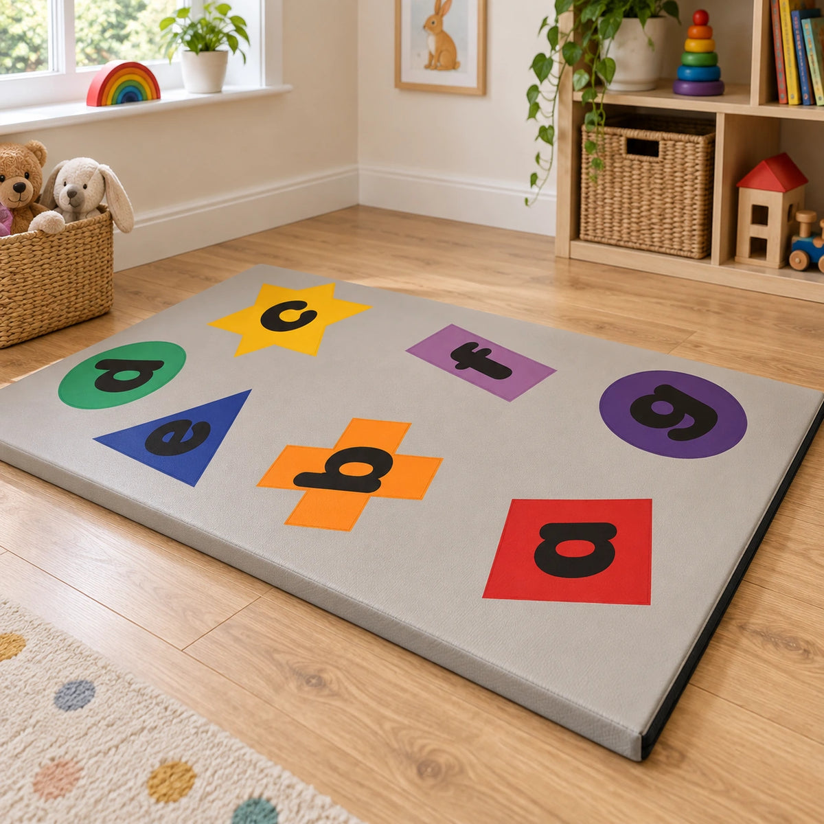 Letter and Shapes Play Mat — low-angle product view