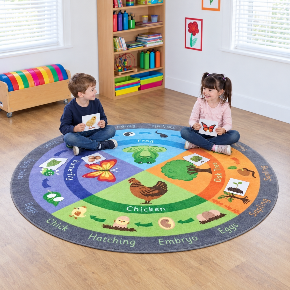 Life Cycle Mat Circle 2 x 2m lifestyle image 3 of 8 with children