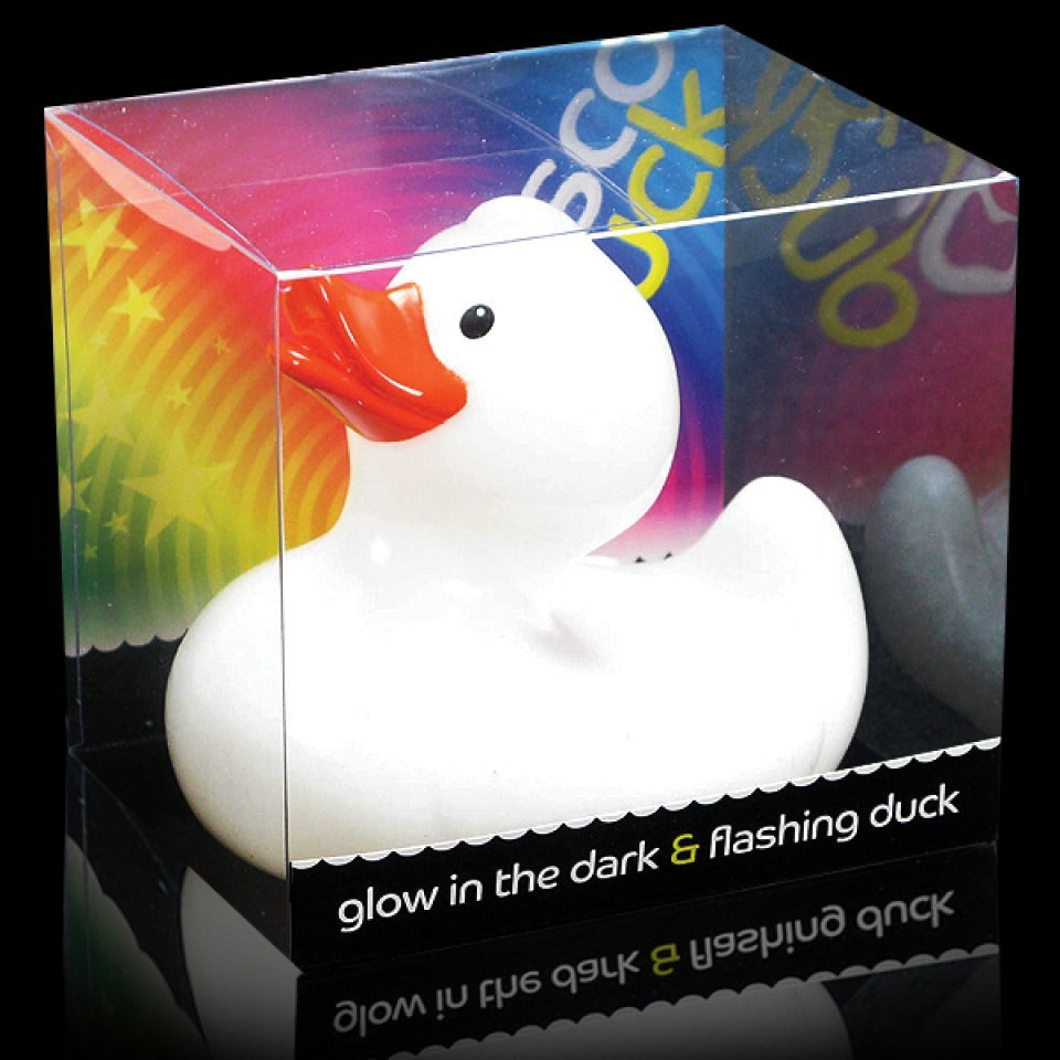 Light Up Disco Duck, Light Up Bath Ducks - DISCO DUCK is a fun bathroom toy that's absolutely quackers! No ordinary rubber bath toy, float Disco Duck in your bath water and watch him burst into life! This quirky rubber ducks looks are deceiving as once he comes into contact with water, Disco Duck glows from within with a fabulous colour changing light show. Colours phase gently into one another before moving into a funky flashing disco mode before returning back to its more relaxing mode. A fun bathroom acc