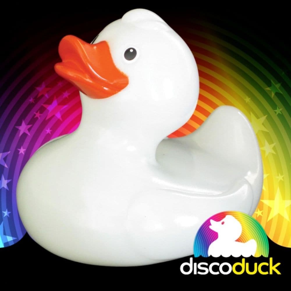 Light Up Disco Duck, Light Up Bath Ducks - DISCO DUCK is a fun bathroom toy that's absolutely quackers! No ordinary rubber bath toy, float Disco Duck in your bath water and watch him burst into life! This quirky rubber ducks looks are deceiving as once he comes into contact with water, Disco Duck glows from within with a fabulous colour changing light show. Colours phase gently into one another before moving into a funky flashing disco mode before returning back to its more relaxing mode. A fun bathroom acc
