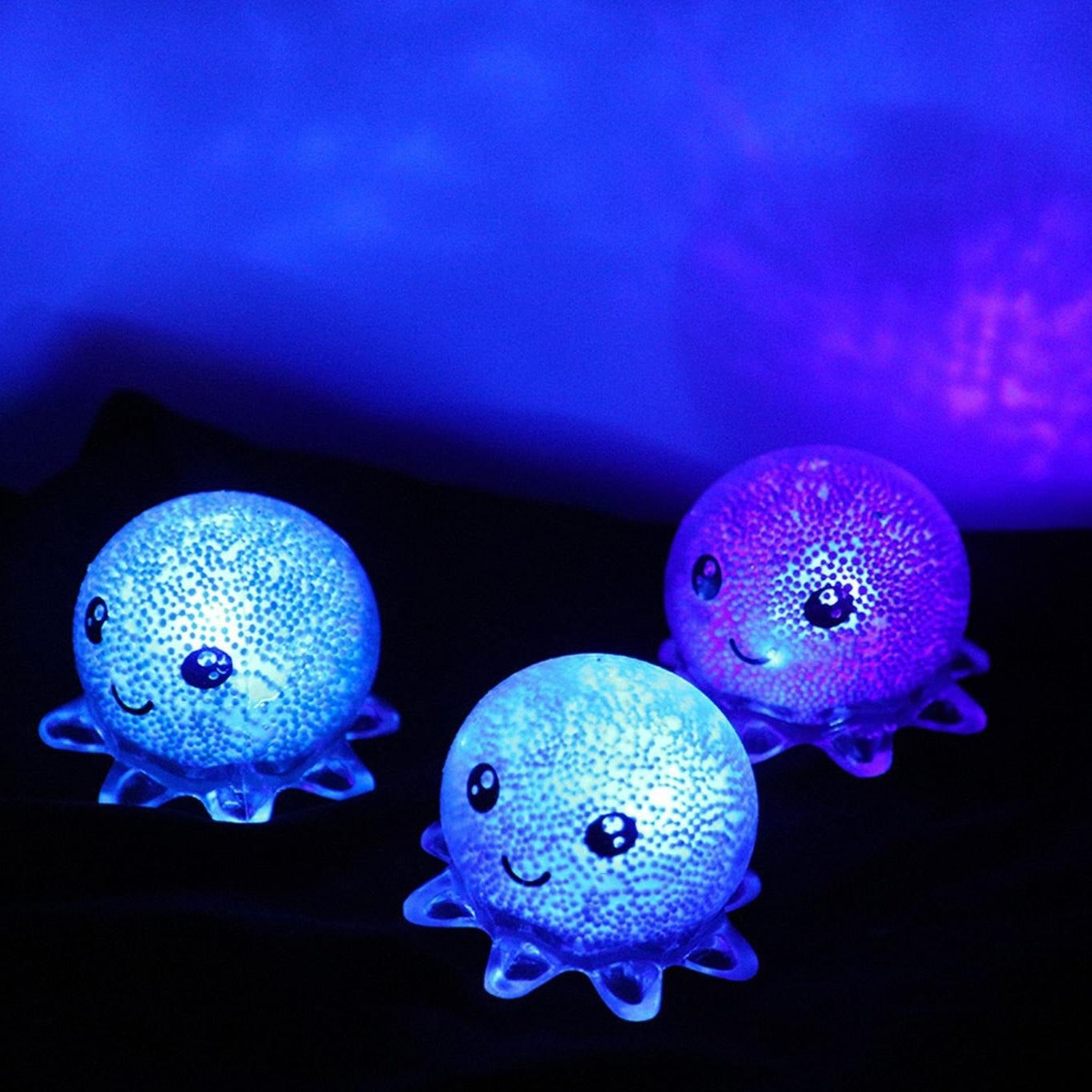 Light-Up Octopus, This Light-Up Octopus is made from soft wiggly rubber surrounded by asquishy air-filled interior. The Light-Up Octopus is made of a squishy air-filled interior. As the Light-Up Octopus is squeezed the little plastic beads inside move about and make different patternsPerfect for sensory play, stress relief or as a decorative item for your child's room, the Light-Up Octopus is an entertaining and captivating toy that will bring hours of fun for children of all ages. This Light-Up Octopus is 