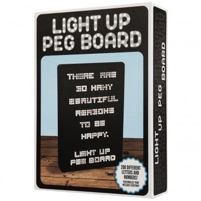 Light Up Peg Board, Messages and memos look so much better in lights and this light up peg board allows you to illuminate your words for maximum impact! With two hundred different letters and numbers, you'll never run out of things to say,A fun and Novel approach to help develop fine motor skills in a cool and engaging way From notes and reminders to inspiration for the day and love notes, simply spell out your message and light it up! Light up peg board Includes 200 white letters and numbers # Light up you