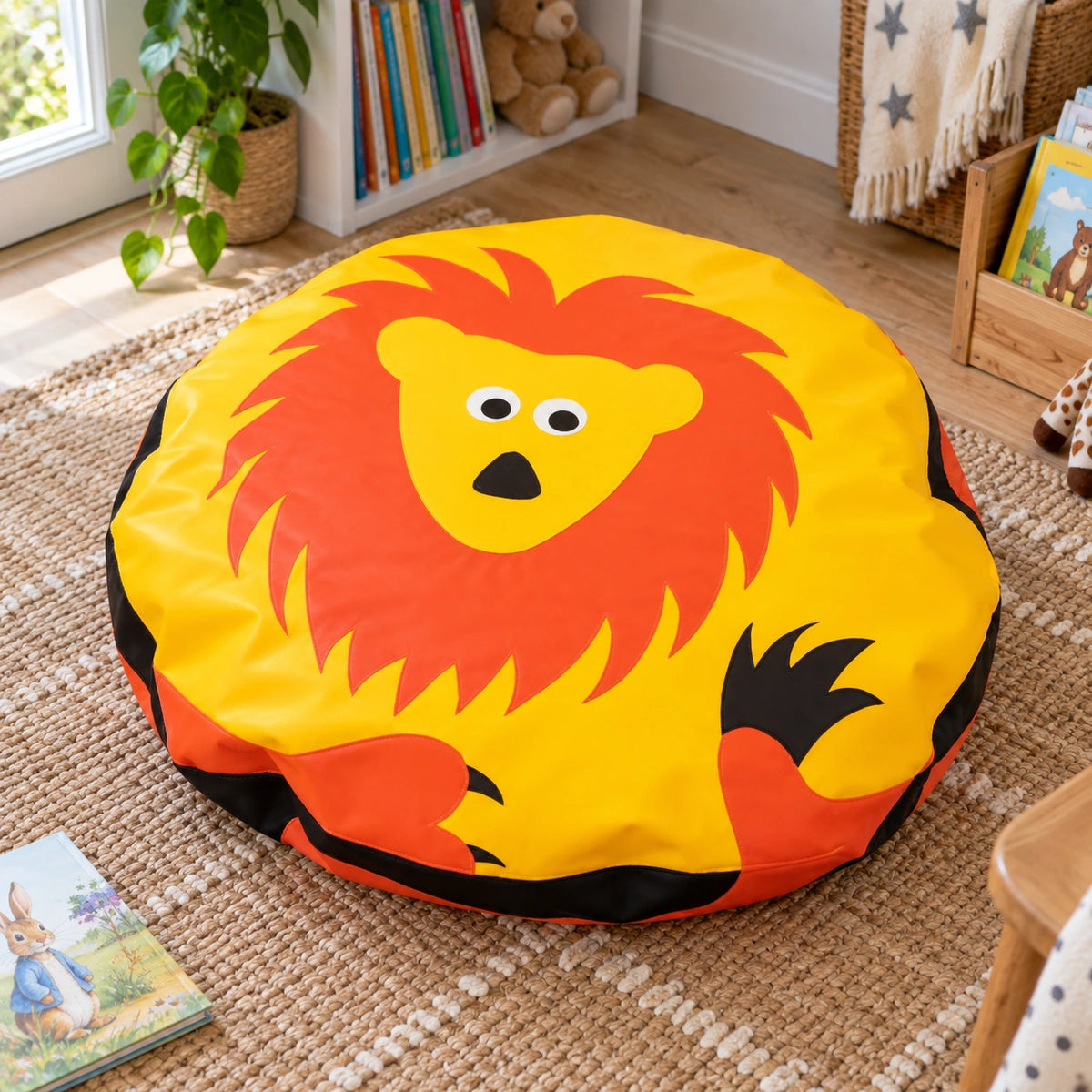 Lion Animal Bean Bag — full lion design in home playroom