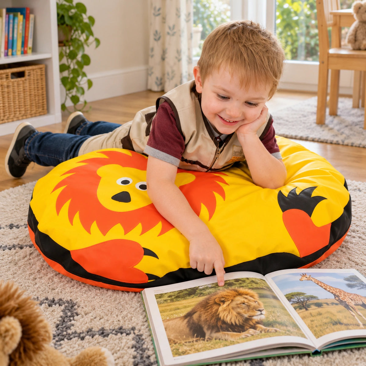 Lion Animal Bean Bag — home tummy-time reading