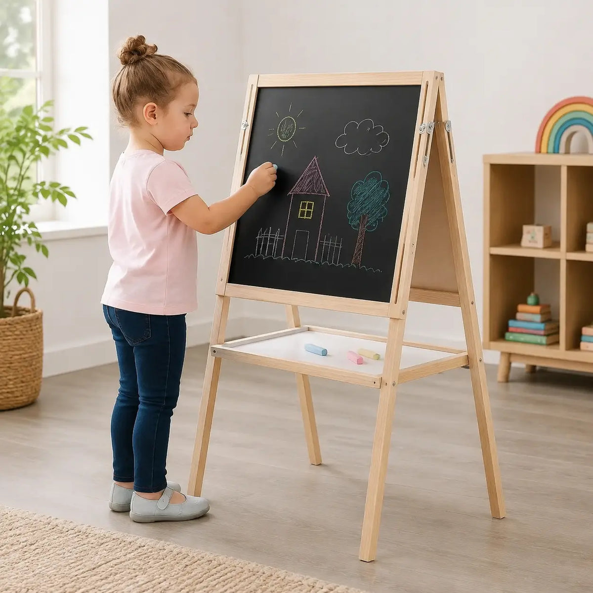 Little Acorns Height Adjustable Double Sided Easel nursery lifestyle scene 2