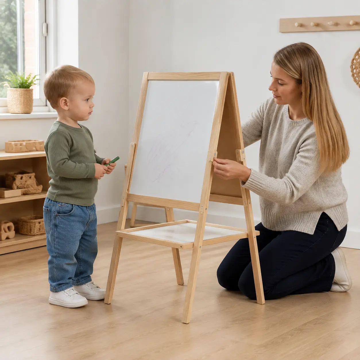 Little Acorns Height Adjustable Double Sided Easel nursery lifestyle scene 4