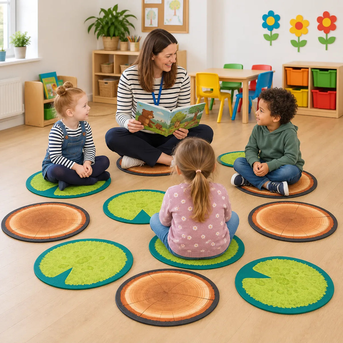 Logs and Leaves Placement Mats lifestyle image 3 of 8 with children