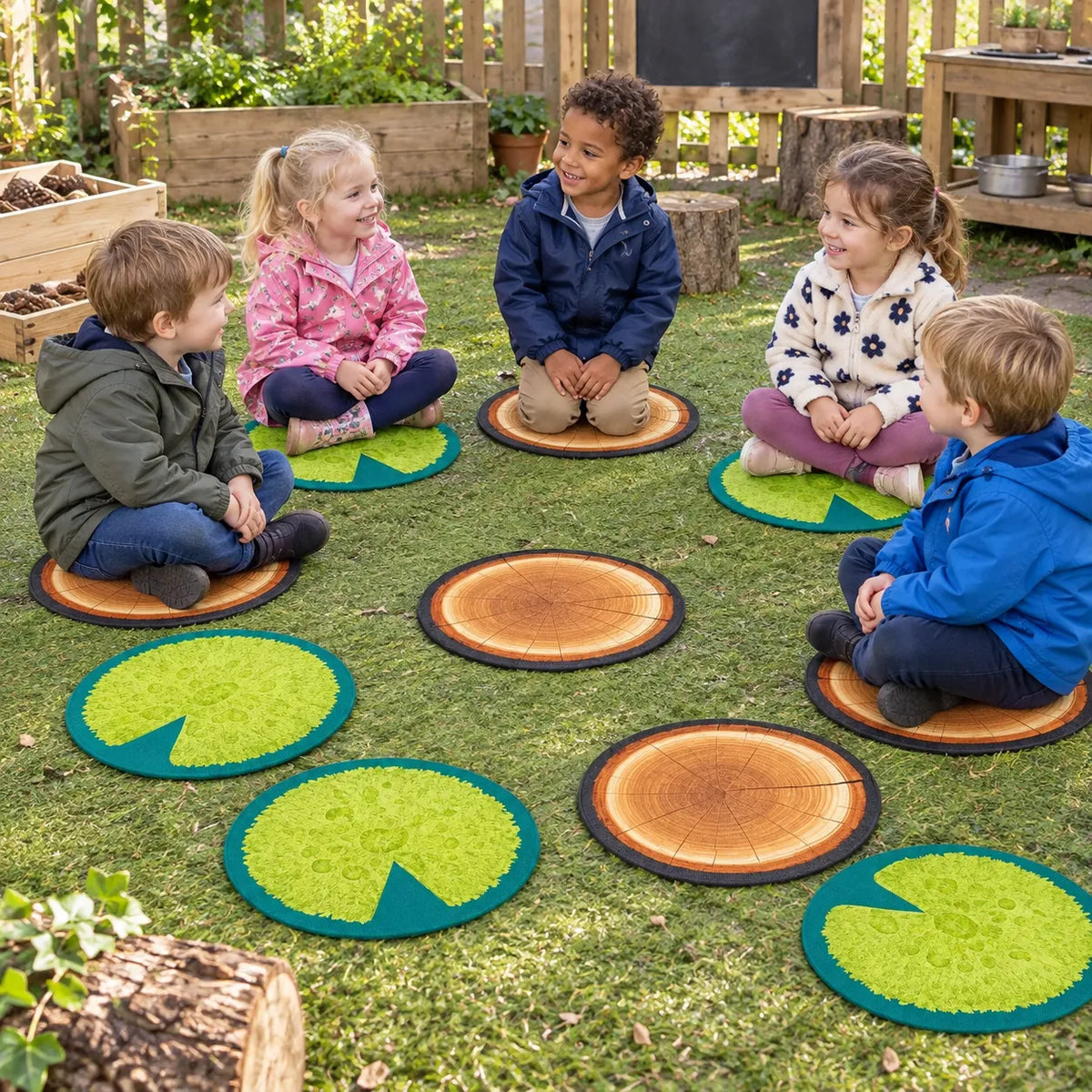 Logs and Leaves Placement Mats lifestyle image 4 of 8 with children