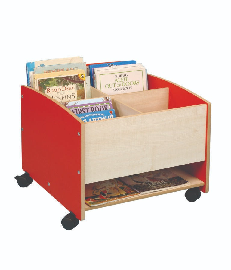 Low Level 4 Compartment Kinderbox, The Low Level 4 Compartment Kinderbox is a durable high-quality unit to meet the heavy demands of the classroom or nursery. The Low Level 4 Compartment Kinderbox is designed to accommodate a variety of different sized items and therefore maximise storage. Easily accessible, sturdy and versatile. 15mm Covered MDF – ISO 22196 certified antibacterial. 4 Storage compartments and 1 Storage shelf. Fitted with castors for easy moving. Supplied in flat pack form with easy to follo