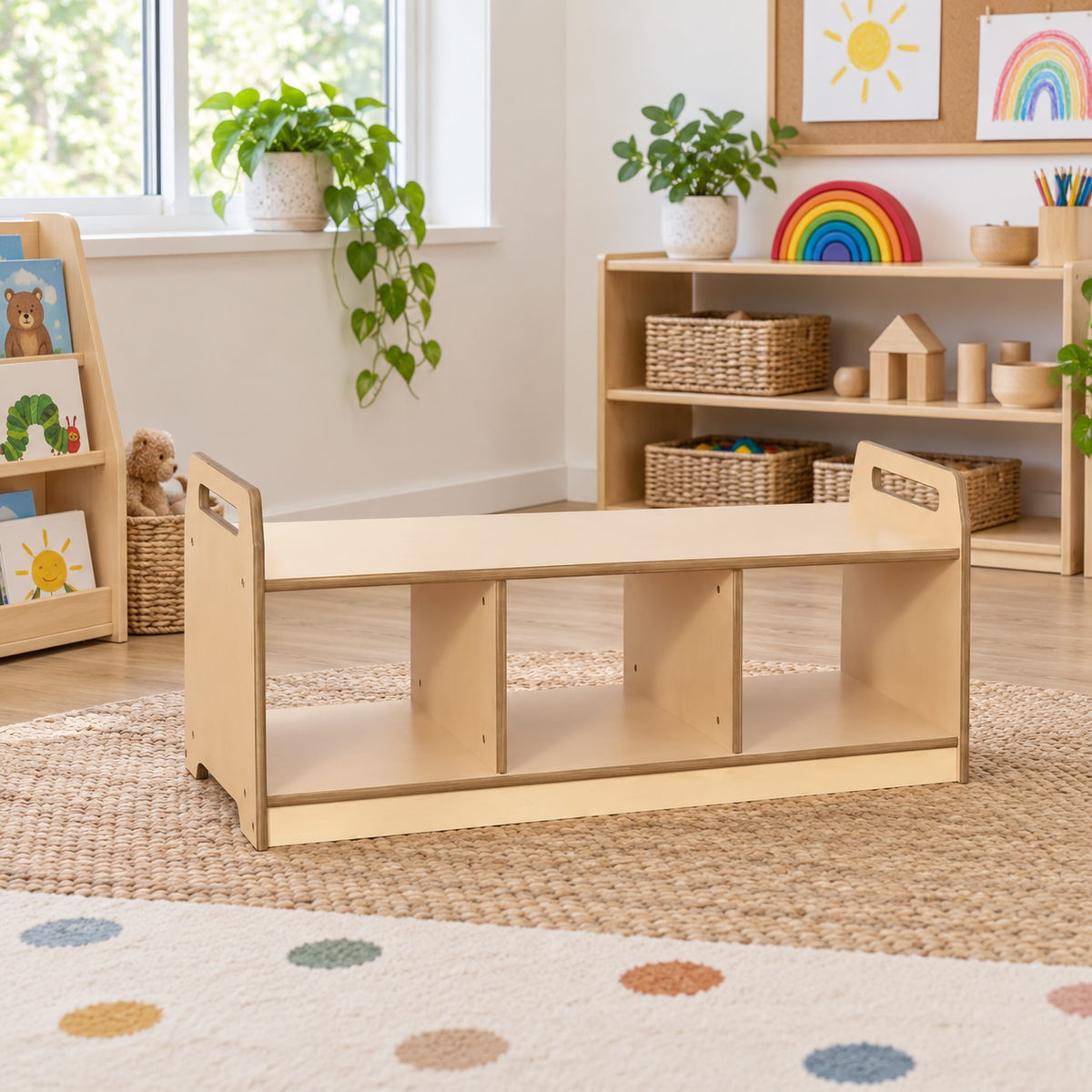 Low Level Storage Bench in a bright early years classroom – view 2