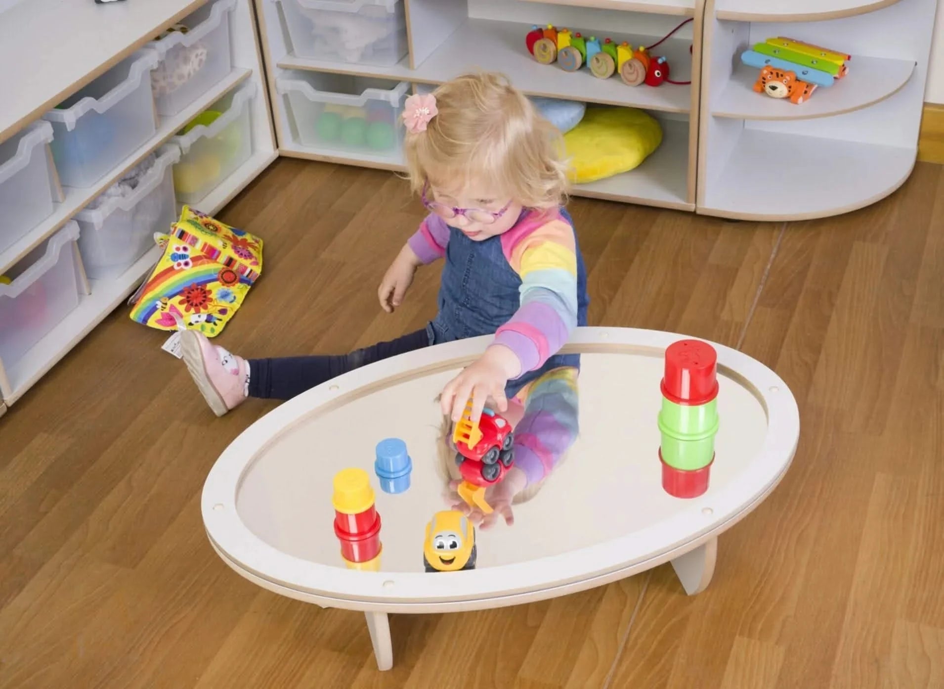 Low Oval Mirrored Table-Low Oval Mirrored Table