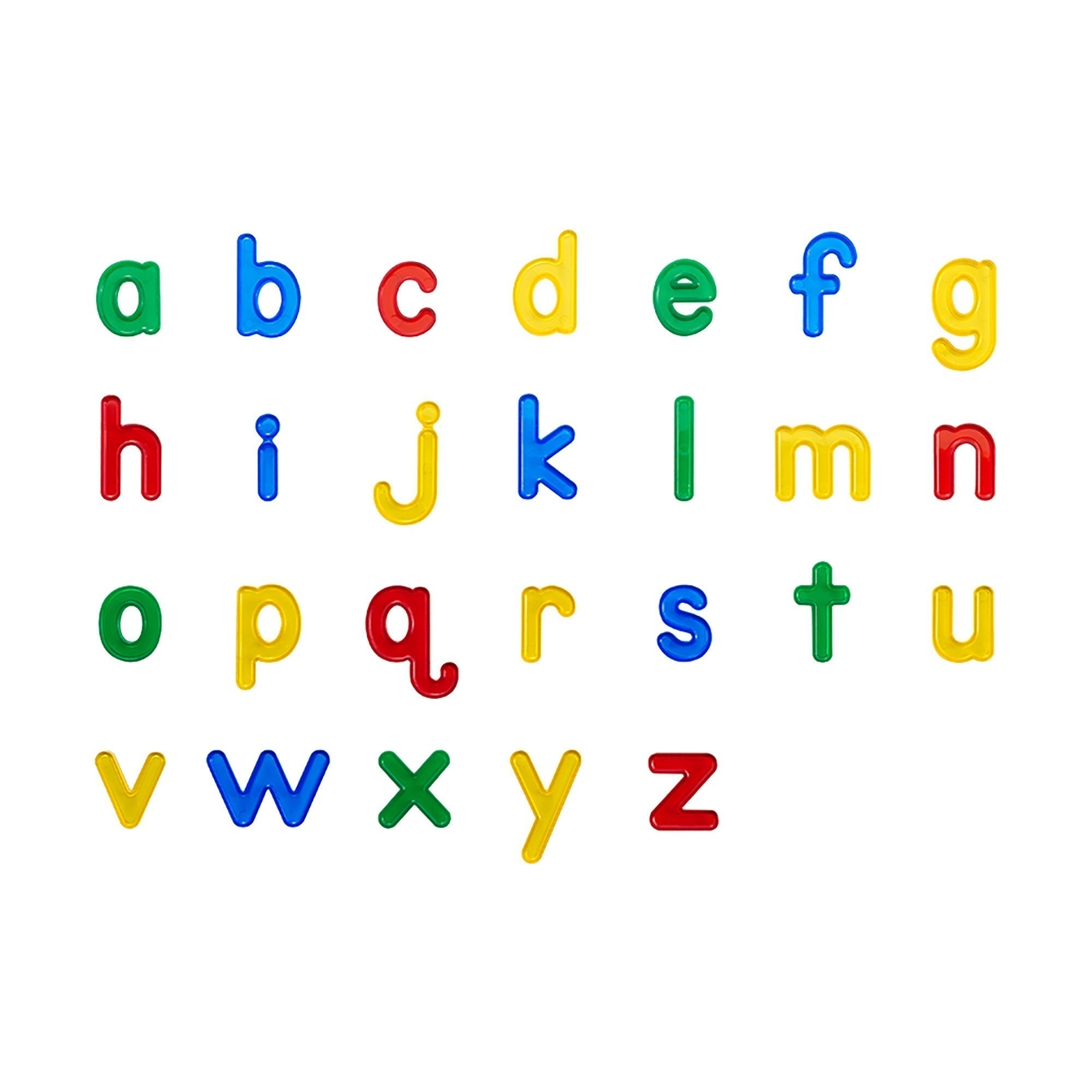 Lower Case Transparent Letters, Made with high-quality, durable plastic material, these Lower Case Letters are built to last through multiple uses and constant play. Each letter is shaped and designed to perfectly match its corresponding upper case letter, making it easier for children to identify and remember each letter.The bright and vibrant colors of these letters not only make them appealing to the eyes but also help in improving a child's color recognition skills. They are perfect for use at home, in 
