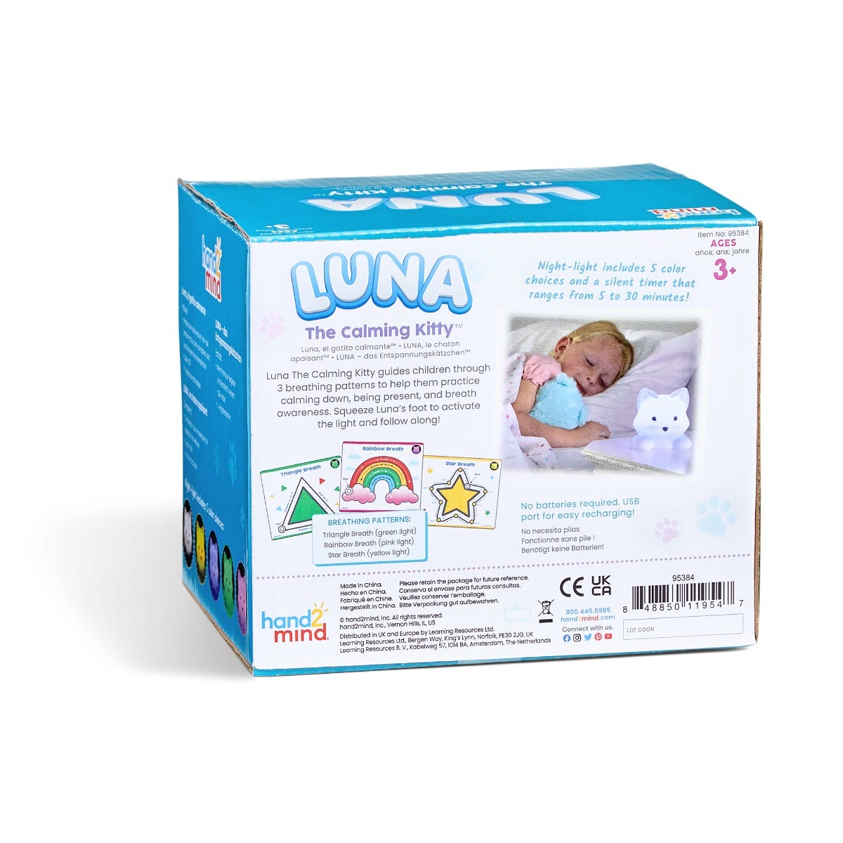 Luna The Calming Kitty, Luna The Calming Kitty is the purr-fect companion to help children manage stress and calm down at home, school, or anywhere they go. This squishy, soothing feline friend is designed to support mindfulness and deep breathing. Luna offers 3 different breathing patterns for children to practise and can be also used as a colourful night-light to comfort children at bedtime. Press Luna’s paw to activate and help children manage their emotions and develop mindfulness through guided breathi