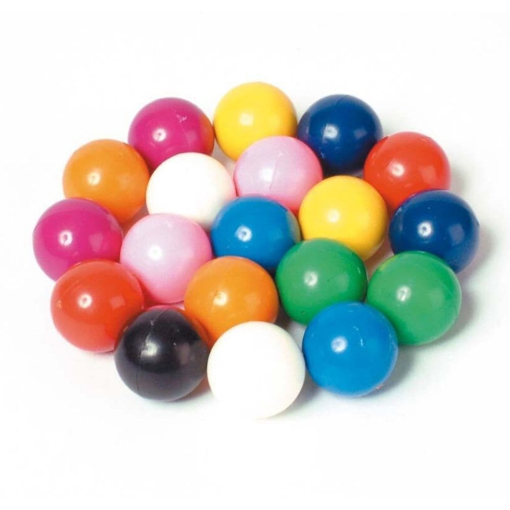 Magnetic Coloured Marbles - Pk20, These plastic cased Magnetic coloured marbles look like colourful plastic balls, but each one contains a magnet so they stick together, hang together and pull towards and away from each other - as a first introduction to the magical world of magnetism they are great fun. 2 of each in 10 colours. Supports the following areas of learning: Understanding the World - magnetism Maths - counting & sorting Understanding the World - colour Specification Size: 15mm dia. Age: Suitable
