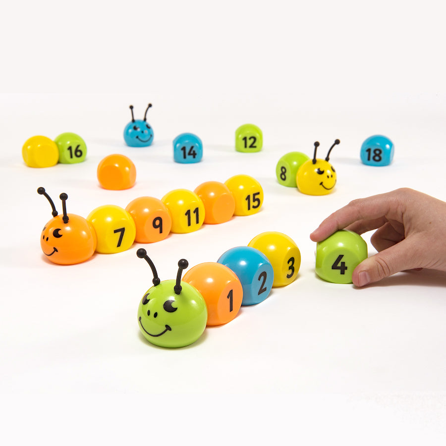Magnetic Number Bugs, Introducing the perfect tool for teaching numbers 1-20- Create your own Number Bug! With its brightly colored magnetic pieces, building this cute and engaging bug has never been more fun. Each set comes with 20 body segments, each numbered 1-20 and 4 bug heads to create vivid combinations. The body segments have numbers on one side and are blank on the reverse, perfect for hiding a number for children to identify and work on their numerical skills. With its unique approach, this educat