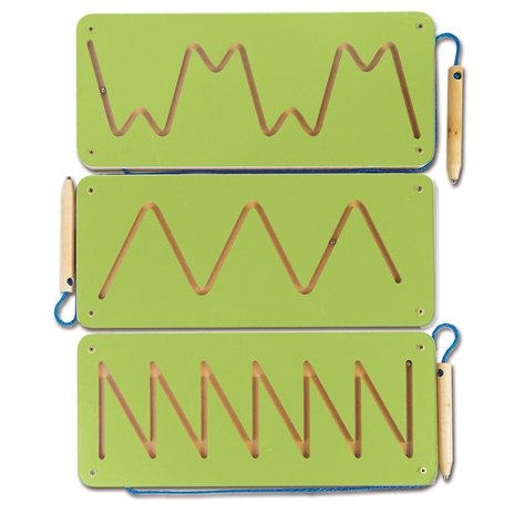 Magnetic Patterns 1 Set of 3, Introducing the Magnetic Patterns Board Set, the ultimate tool for helping young learners develop their coordination and prepare their hands for the exciting journey of writing letters! This set of 3 magnetic patterns is designed to be both educational and fun, making it the perfect addition to any classroom or home.By guiding a wooden pencil along the magnetic patterns, children can enhance their fine motor skills and improve their hand-eye coordination. This hands-on approach