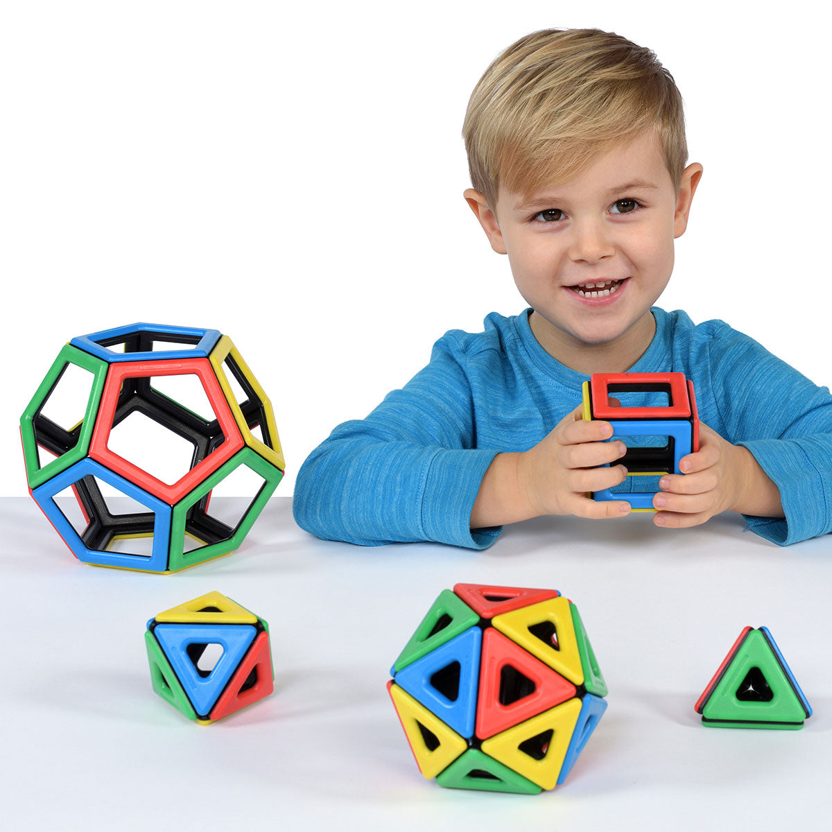 Magnetic Polydron Platonic Solids Set, Get ready to delve into the fascinating world of geometry with the Magnetic Polydron Platonic Solids Set. Designed for both young and older children, this versatile set allows students to investigate and construct the famous five platonic solids.With 50 pieces in total, including 6 squares, 32 equilateral triangles, and 12 pentagons, this set provides endless opportunities for building and exploration. Young learners can begin by creating basic shapes and gradually pro