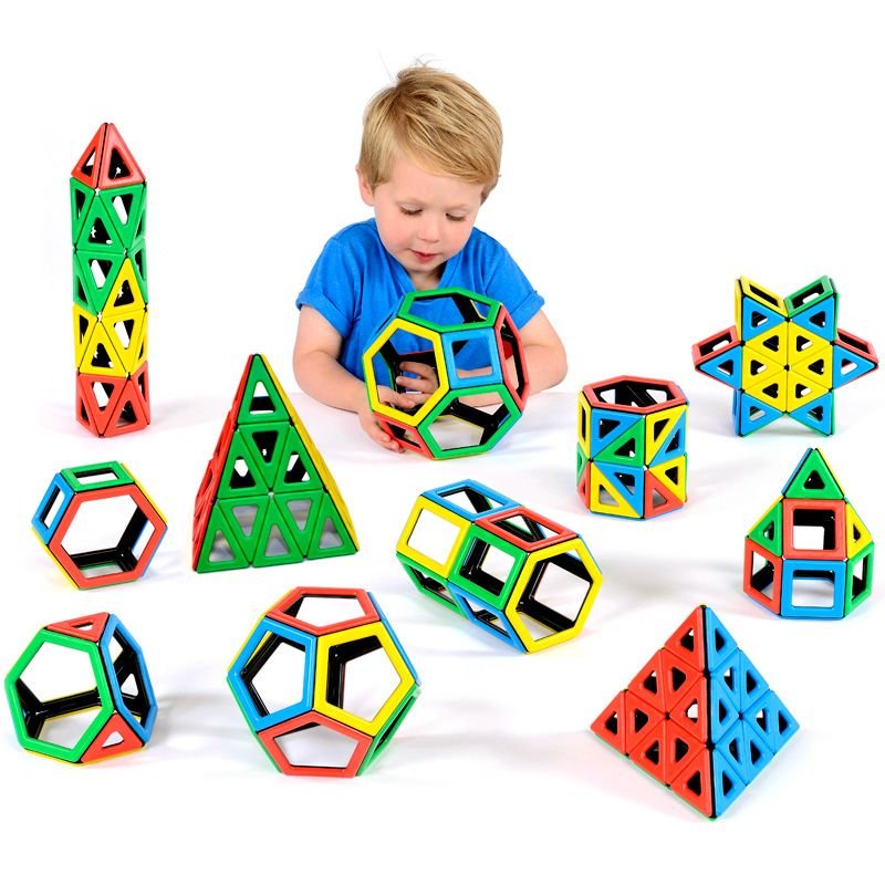 Magnetic Polydron School Set, Introduce the world of geometry to your classroom with the Magnetic Polydron School Set. This extensive set provides an economical solution to equip multiple classrooms with the versatile and engaging Magnetic Polydron construction pieces.Containing a total of 224 pieces, including a range of shapes, this set allows students to explore and build to their heart's content. With 36 squares, 60 equilateral triangles, 24 right angle triangles, 60 isosceles triangles, 12 rectangles, 