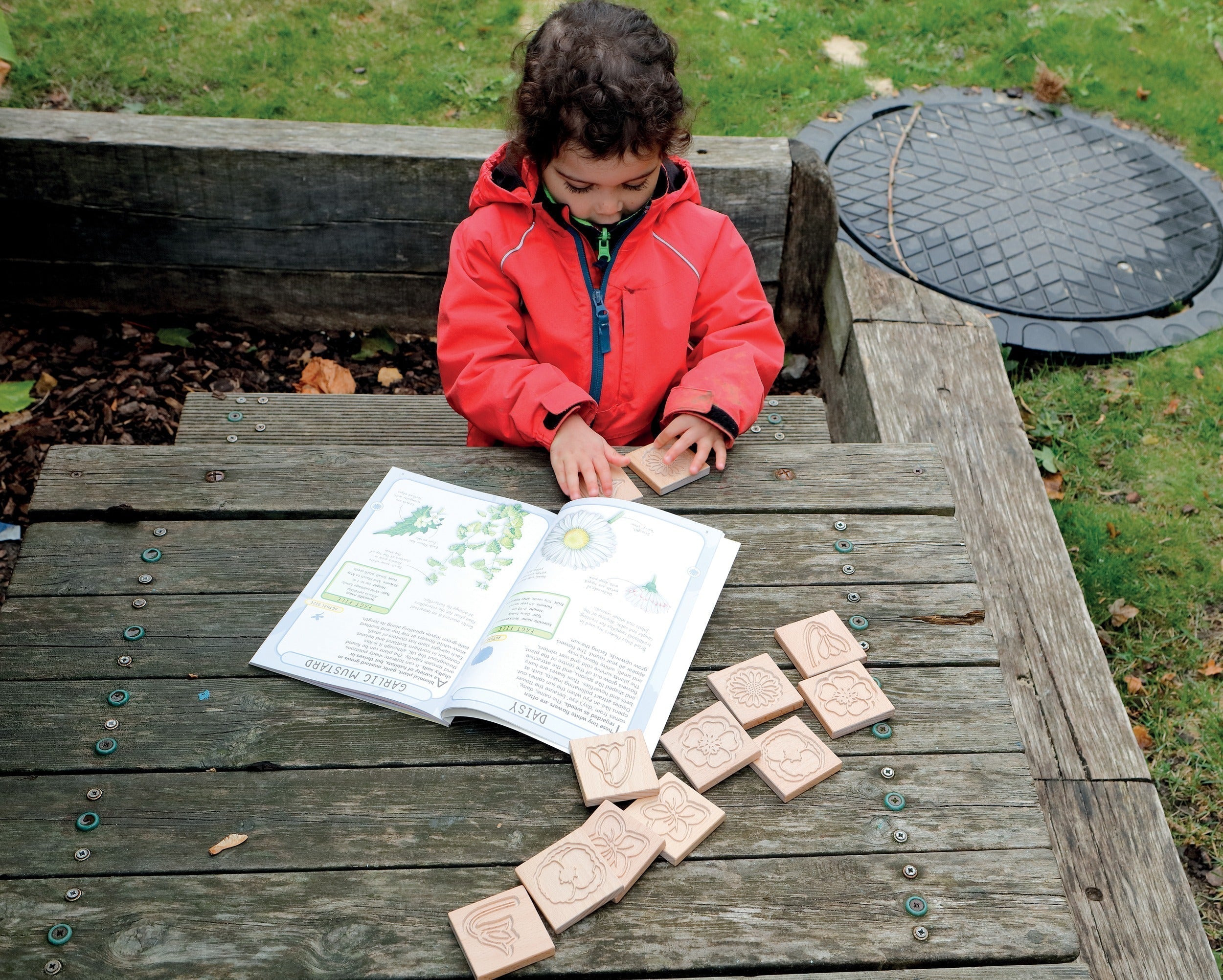 Match Me Sensory Flower Tiles, These Match Me Sensory Flower Tiles offer a wonderful sensory experience as children can touch, feel and match to patterns and shapes found in the natural world.The Match Me Sensory Flower Tiles are ideal for creating imprints and rubbings, language development and nature walks, as well as being an appealing resource for treasure baskets and loose parts play. Each Match Me Sensory Flower Tiles set contains 12 tiles of six different flower pairs: bluebell, buttercup, daisy, pop