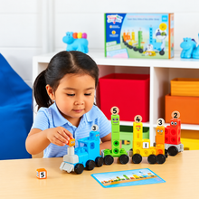MathLink Cubes Numberblocks Express Train – child playing with the train