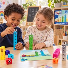 Children learning with MathLink Cubes Numberblocks in an early years classroom