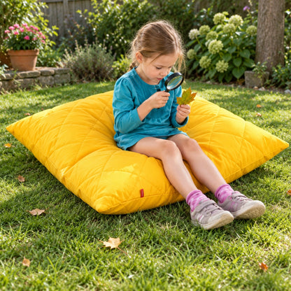 Medium Outdoor Quilted Cushion — Yellow garden nature activity