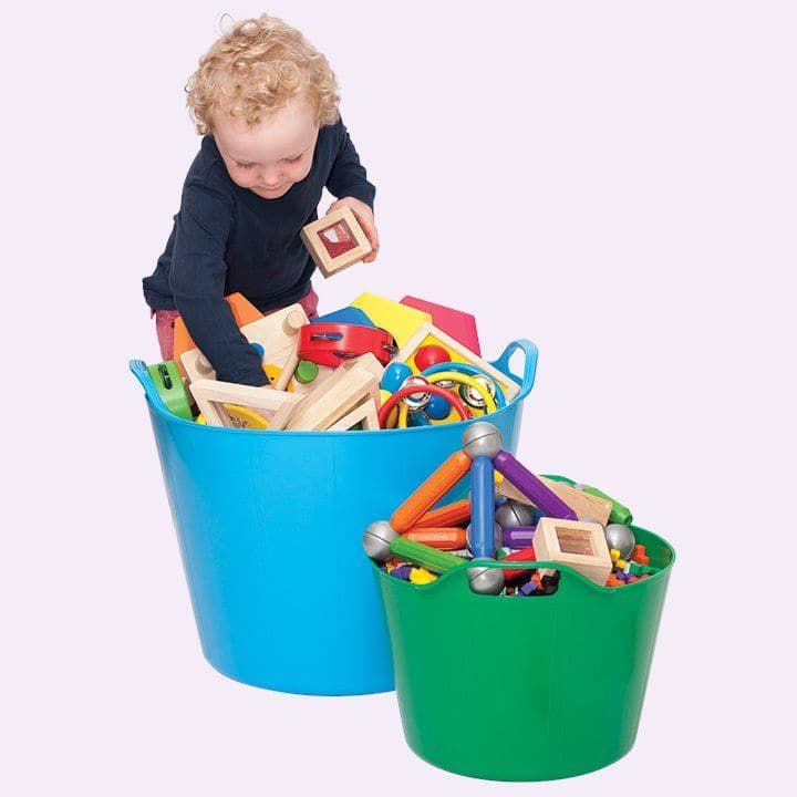 Medium Tubtrug Pack of 2, These medium tubtrugs are very versatile and can be used for storing, pouring, transporting, playing, messy play,discovering and much more! Fun a plenty is assured with these handy Tubs. Made from flexible food grade plastic Extremely durable and easy to clean. Resilient to frost and sunlight which makes them ideal for indoor or outdoor use. Pack of 2 medium tubtrugs. Measurements:Size: (W)39cm x (H)30cm Storage capacity of 26L., Medium Tubtrug Pack of 2,Tub trug buckets,Tubtrugs,F
