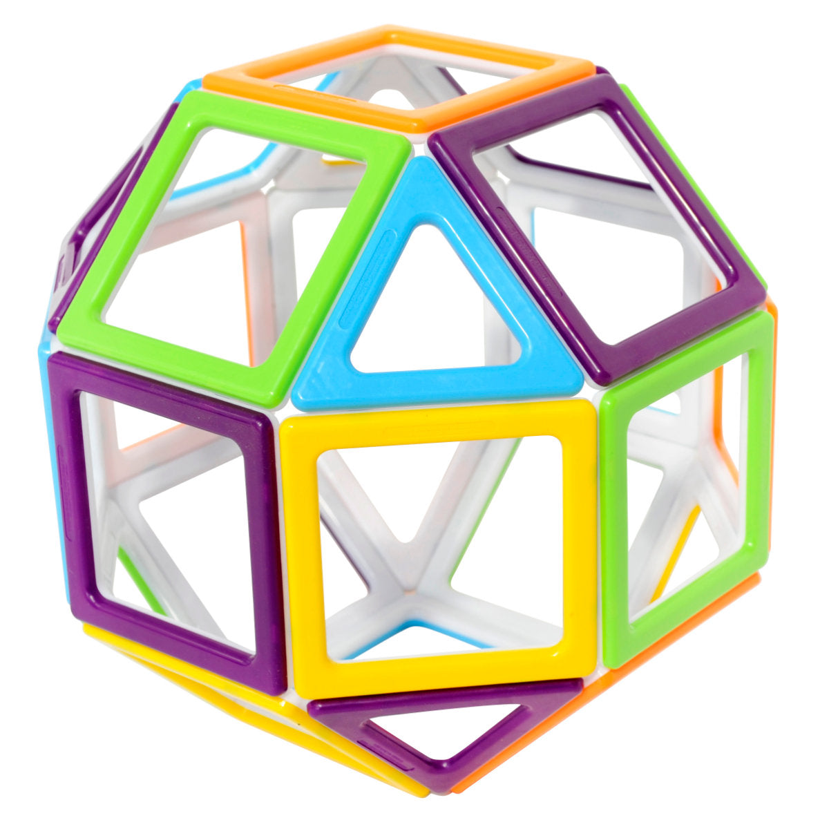 Mega Mag Polydron Set, Unlock the world of geometry and shape exploration with the Mega Mag Polydron Set. Perfect for small groups or individual students, this set is designed to create both 2D and 3D shapes using magnetic pieces - allowing for a hands-on learning experience.The 36-piece set includes 20 squares and 16 triangles, providing enough pieces to build a variety of shapes and structures. With these magnetic pieces, students are encouraged to explore geometry and identify the properties of 2D and 3D