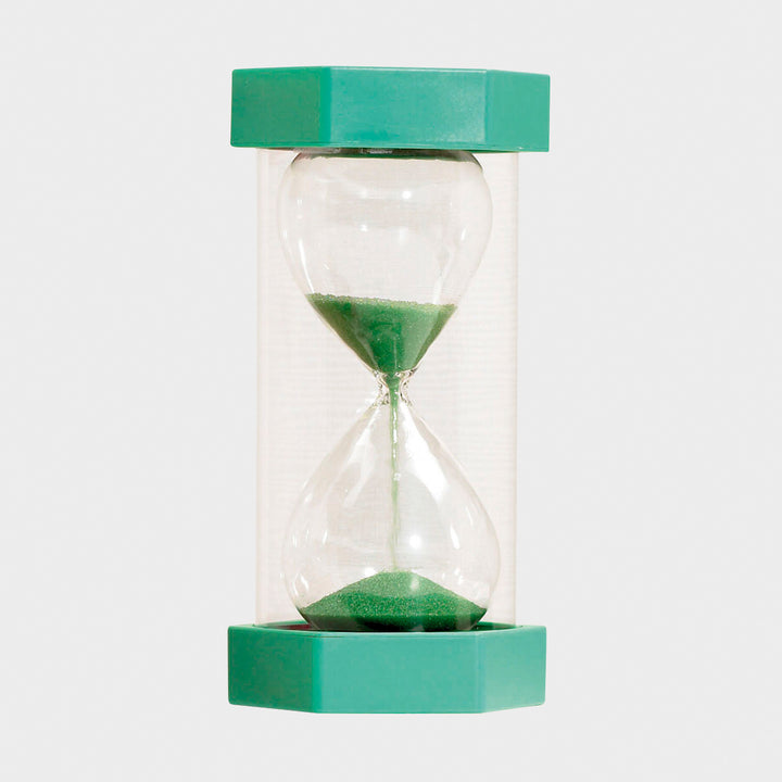 Mega Sand Timer 1 Minute, These Mega sand timers are probably the largest sand timers in existence at 300mm in height. The Mega sand timer counts for 1 minute and is visually stunning and perfect for use in a classroom setting. The Mega sand timers have large moulded end caps and thick protective walls which allow for safe and easy handling. A modern hourglass design inside a safe shatterproof plastic container. The movement of the colourful sand captures your child's attention and allows them to visualise 
