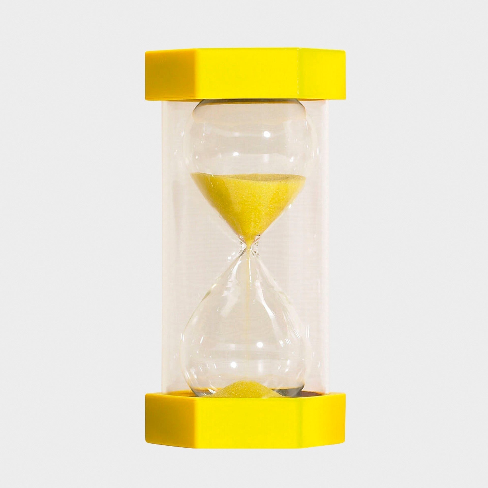 Mega Sand Timer 5 Minutes, These Mega sand timers are probably the largest sand timers in existence at 300mm in height. The mega sand timer counts 5 minutes and is visually stunning and perfect for use in a classroom setting. The Mega sand timers have large moulded end caps and thick protective walls which allow for safe and easy handling. TickiT® Mega Sand Timers - these robust and colourful sand timers are larger than our standard ColourBright range, making it easier for younger children to manipulate and