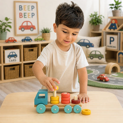 Mentari Stacking Peg Truck-Mentari Stacking Peg Truck