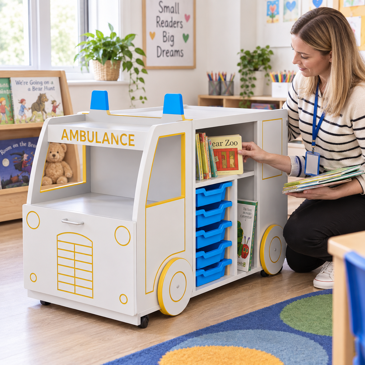 Micro Ambulance Library Book Store & Display in a bright early years classroom – view 5