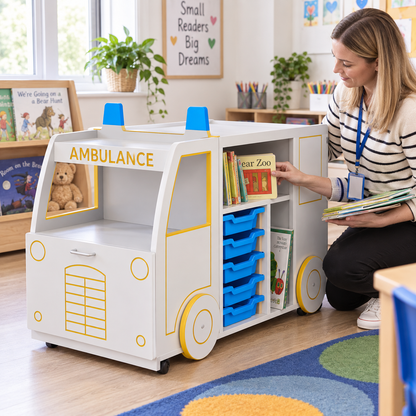 Micro Ambulance Library Book Store & Display in a bright early years classroom – view 5