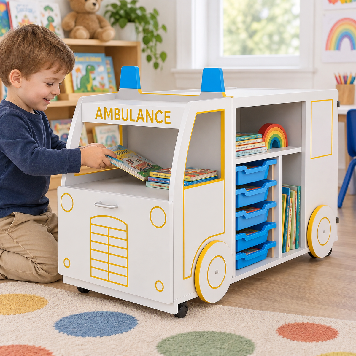 Micro Ambulance Library Book Store & Display in a bright early years classroom – view 7