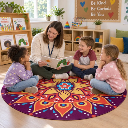 Mindfulness Mandala Playmat in an early years classroom lifestyle setting 2 of 8 — with children