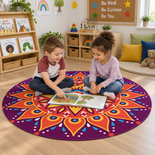Mindfulness Mandala Playmat in an early years classroom lifestyle setting 1 of 8 — with children