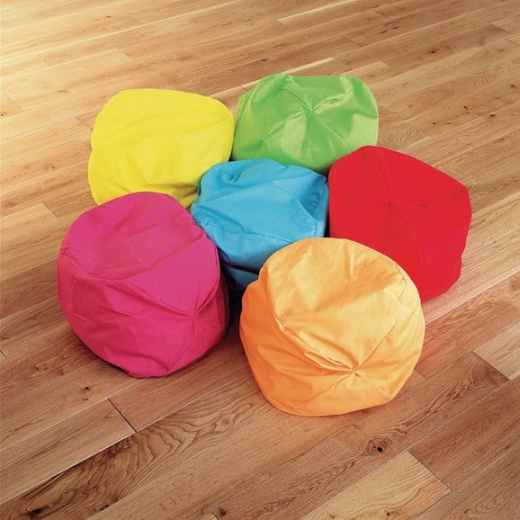 Mini Sag Bags - Primary Colours - Pk 6, Extend your range of soft seating with these brightly coloured Mini Sag Bags ideal for small children. Comes as a set of 6.We recommend these colourful mini sag bags to create a seating area for any classroom activity, from a reading corner to group interaction. Age Suitability 3-8 Years Colour Multi Depth (mm) 180 Height (mm) 280 Indoor Material Polyester Cover Fibre inner Width (MM)280 Machine washable at 30°C. Low heat tumble dry. Dimensions: H280 x W280 x D180mm.,