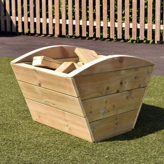 Mini Wooden Skip & Blocks, Introducing the Mini Wooden Skip & Blocks, a smaller version of our popular Skip and Blocks product, specially tailored for younger age groups. The Mini Wooden Skip & Blocks are crafted from durable solid wood, this skip is filled with a variety of wooden blocks in different shapes and sizes, providing endless hours of fun on the playground. Not only does this playset offer immense entertainment value, but it also serves as a valuable tool for improving counting and mathematical s