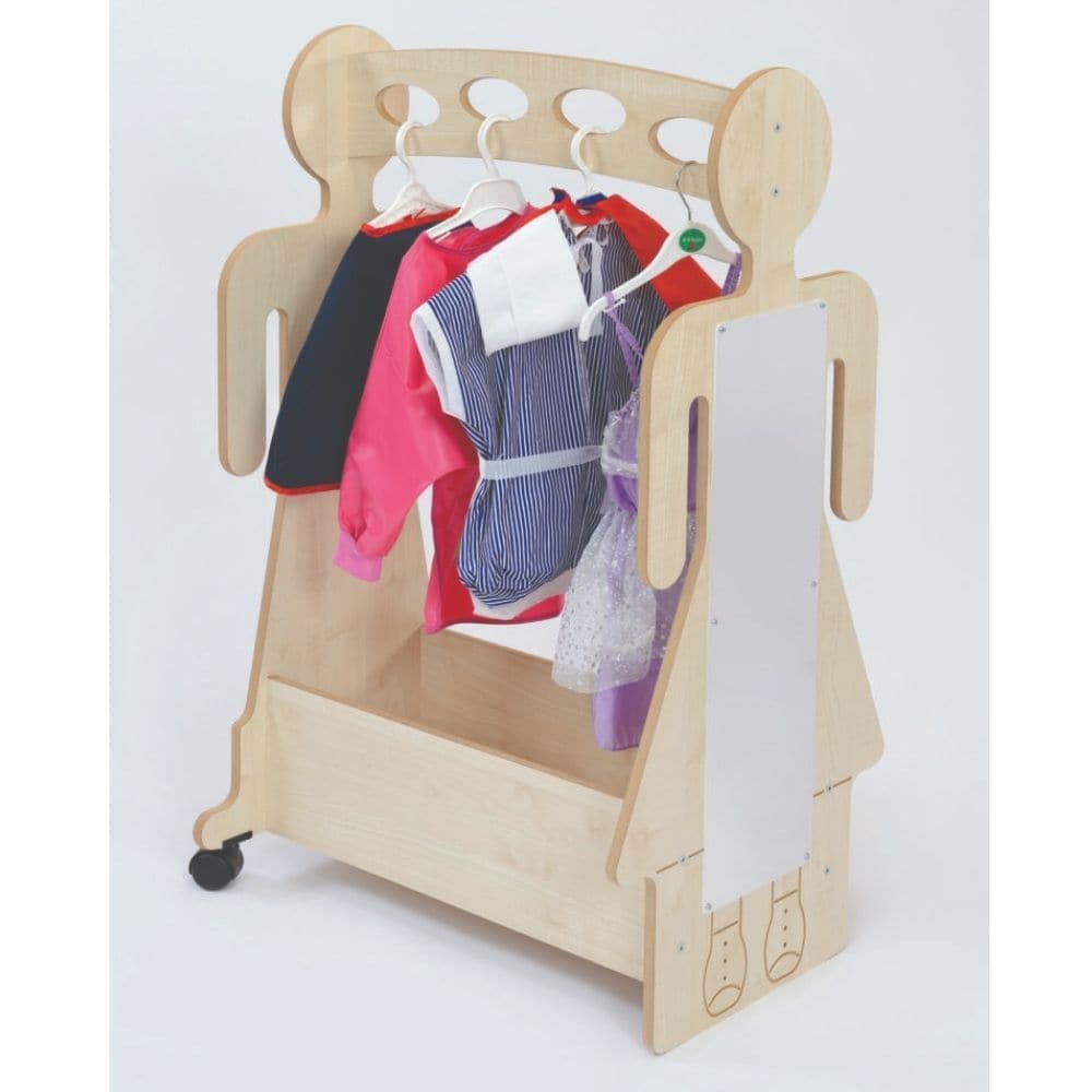 Mobile Dressing Up Trolley, The Mobile Dressing Up Trolley is the ideal solution for Early Years Foundation Stage (EYFS) settings looking for a convenient and practical storage option for dressing up clothes and accessories.This trolley is not only sturdy, but also designed to be easily moved around, allowing for flexibility in your role play area. Whether it's creating a pretend tea party or a superhero adventure, this trolley ensures that dressing up play items are always within reach.One of the key featu