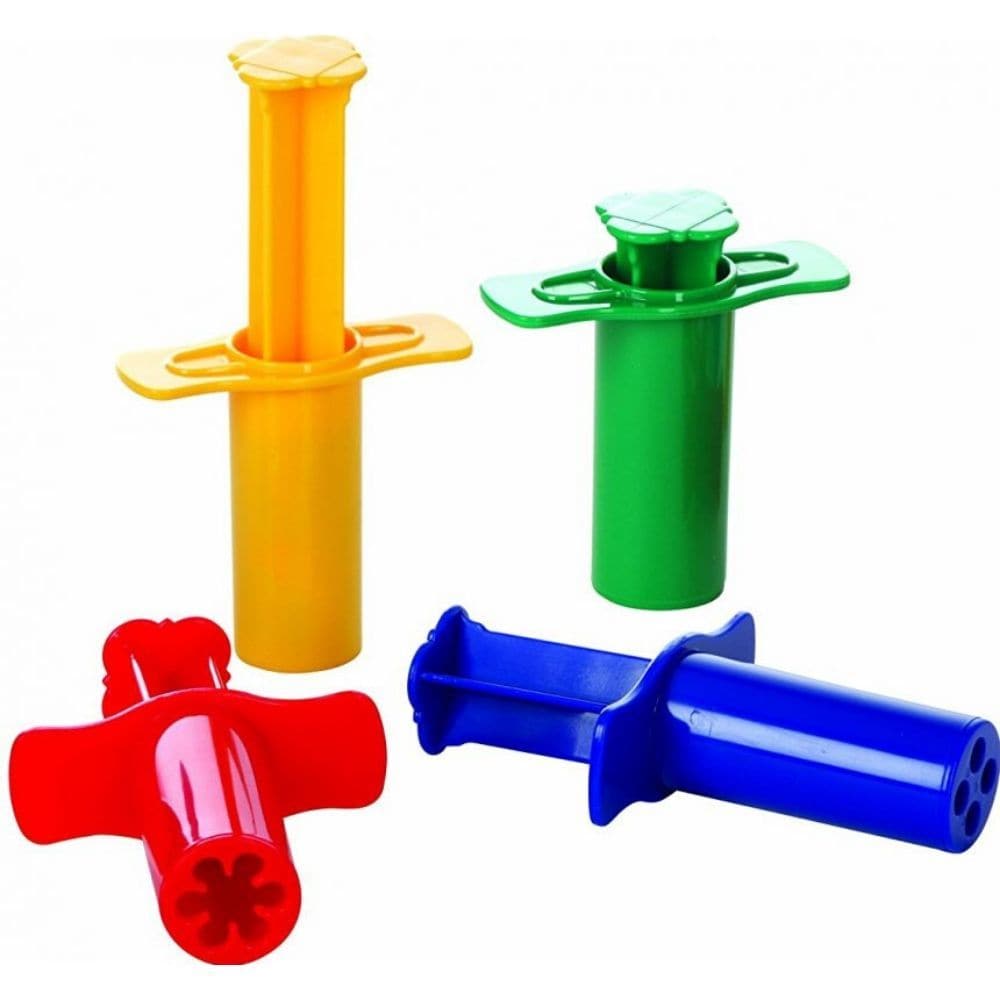 Modelling Shot Toy (4 Pack), Creative youngsters will love the Gowi Toys Modelling Shots great for use with dough and clay. This colourful set of 4 syringes is sure to provide hours of fun learning play for children. Supplied with a set of 4 different shapes and sizes - load the barrel with dough, relocate the plunger and squeeze. Children will watch in amazement as the dough appears from the syringe in all sorts of shapes and sizes, resulting in a fabulously shaped extrusion. The extruded dough/clay shapes