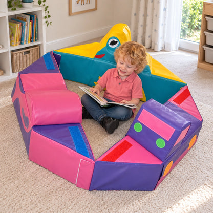 Modular Merry-Go Round 3 Rides soft play set in natural play setting, view 5