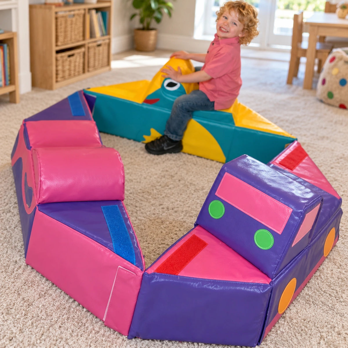 Modular Merry-Go Round 3 Rides soft play set in natural play setting, view 6