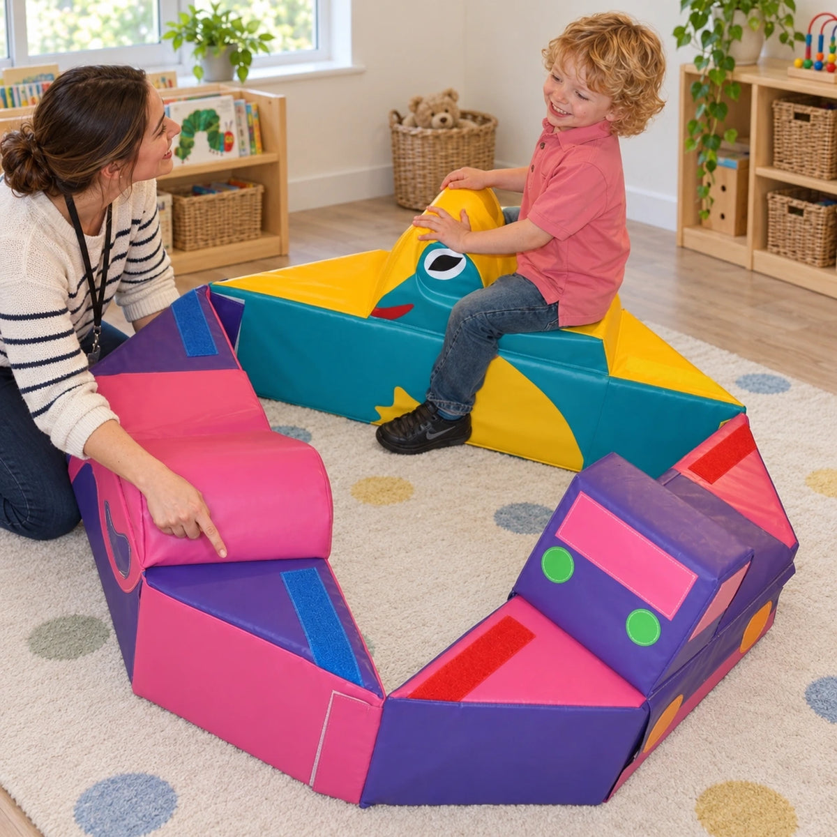 Modular Merry-Go Round 3 Rides soft play set in natural play setting, view 7