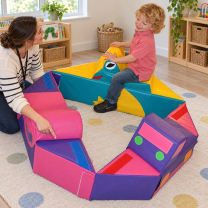 Modular Merry-Go Round 3 Rides soft play set in natural play setting, view 7