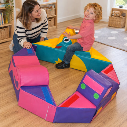 Modular Merry-Go Round 3 Rides soft play set in natural play setting, view 1