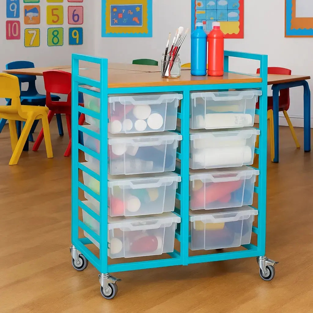 Monarch Art Trolley With 8 Deep Trays And Lids-Monarch Art Trolley With 8 Deep Trays And Lids