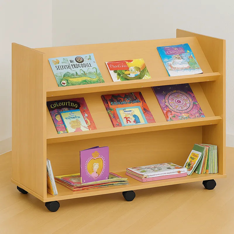Monarch Double Sided Library Unit with 2 Angled and 1 Horizonal Shelf-Monarch Double Sided Library Unit with 2 Angled and 1 Horizonal Shelf